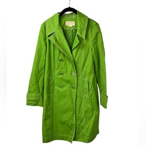 Michael Kors Double Breasted Green Trench Coat Size M Rain